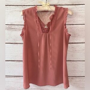 Maurices Sleeveless Top with Lace Detail in Soft Pink Size Medium Office Church